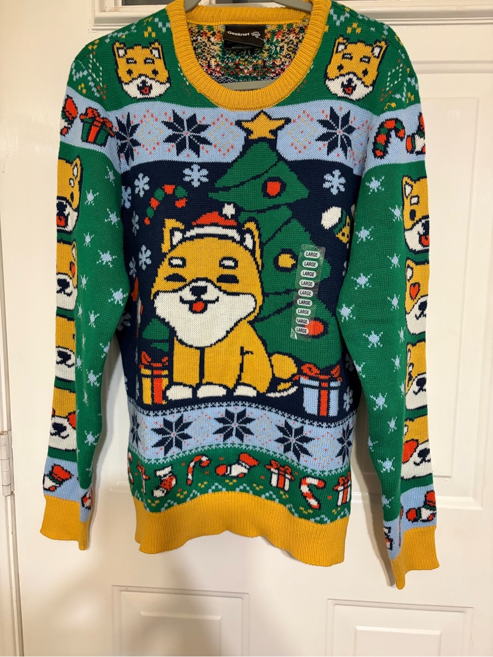 Geeknet Shiba Inu Dog Ugly Holiday/Christmas Sweater Men's Size Large New w/Tags